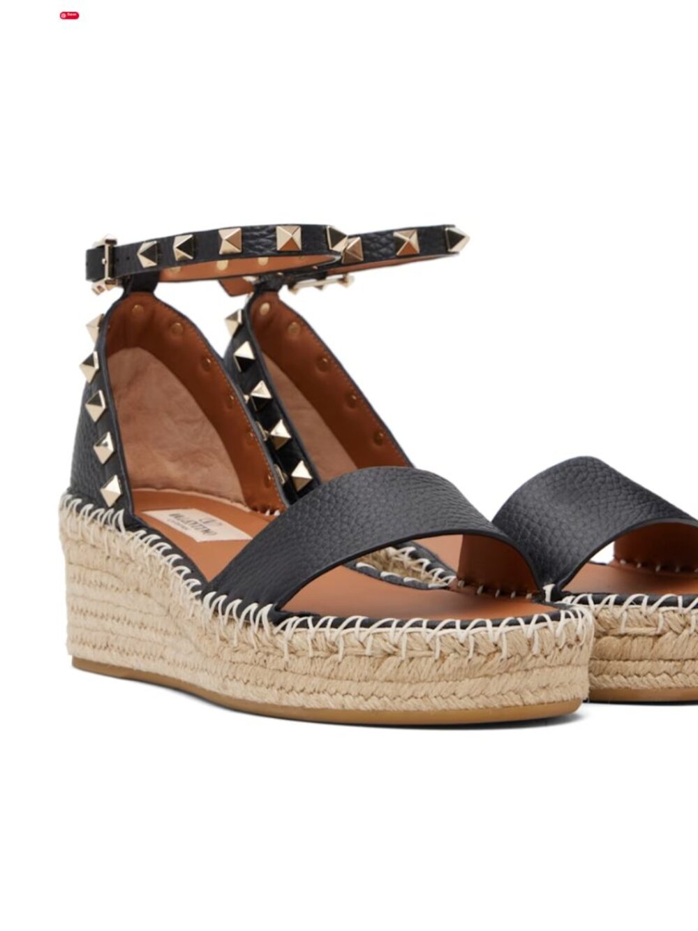 Valentino Garavino Black Rockstud Leather Espadrille Sandals - NEW!!